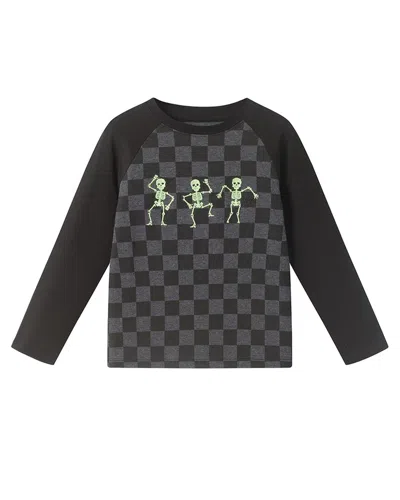Andy & Evan Glow In The Dark Thread Embroidered Top In Black