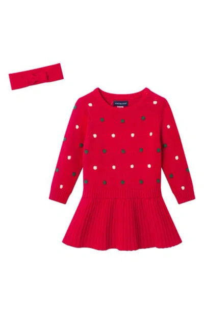 Andy & Evan Babies'  Holiday Bubble Accent Cotton Sweater Dress In Red
