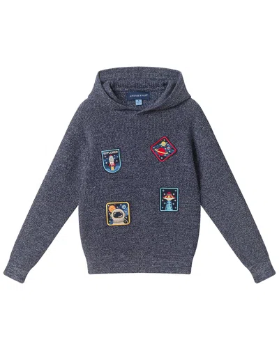 Andy & Evan Hooded Space Patches Sweater In Blue