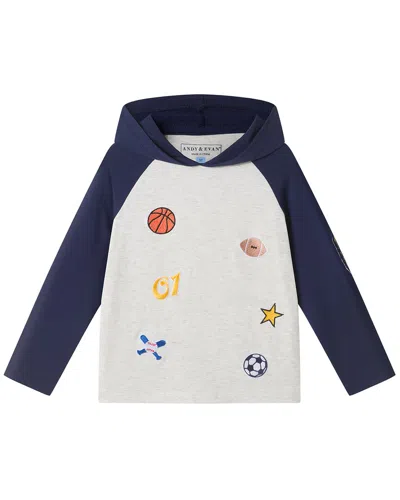 Andy & Evan Hoodied T-shirt In Blue