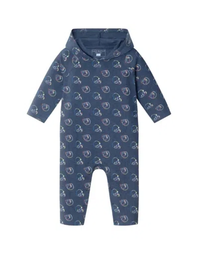 Andy & Evan Kid's Football Hooded Romper In Navy In Blue