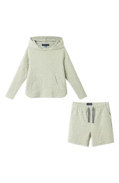 Andy & Evan Kids' 2-piece Terry Cover-up Hoodie & Shorts Set In Gray