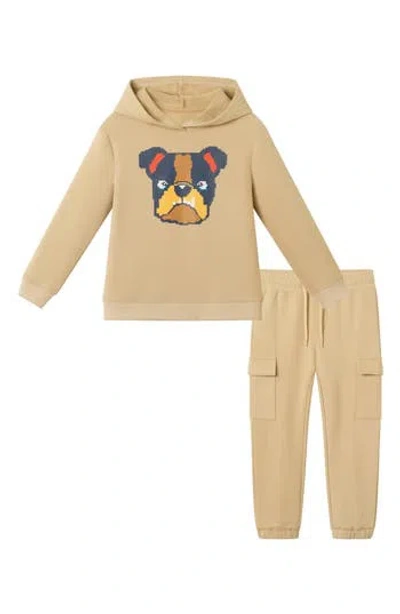 Andy & Evan Kids' Bulldog Patch Hoodie & Joggers Set In Neutral