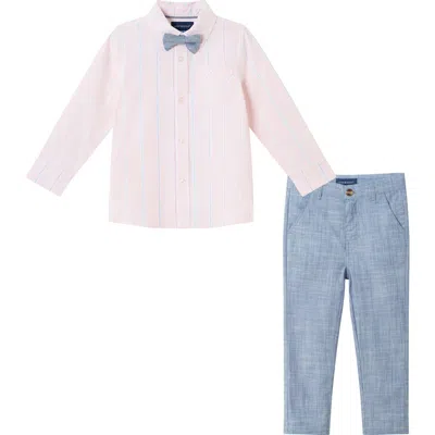 Andy & Evan Kids' Button-up Shirt, Pants & Bow Tie Set In Pink
