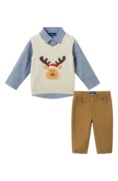 Andy & Evan Babies'  Kids' Button-up Shirt, Vest & Pants Set In Brown