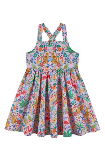 Andy & Evan Babies'  Kids' Cheetah Cotton Poplin Party Dress In Brown