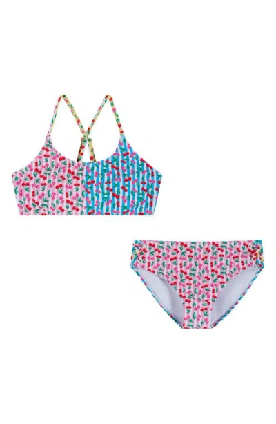 Andy & Evan Kids' Cherry Stripe Two-piece Swimsuit In Multi