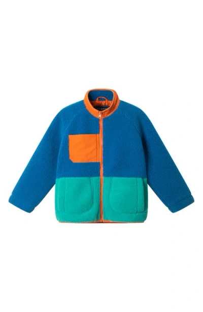 Andy & Evan Kids' Colorblock Faux Shearling Jacket In Blue