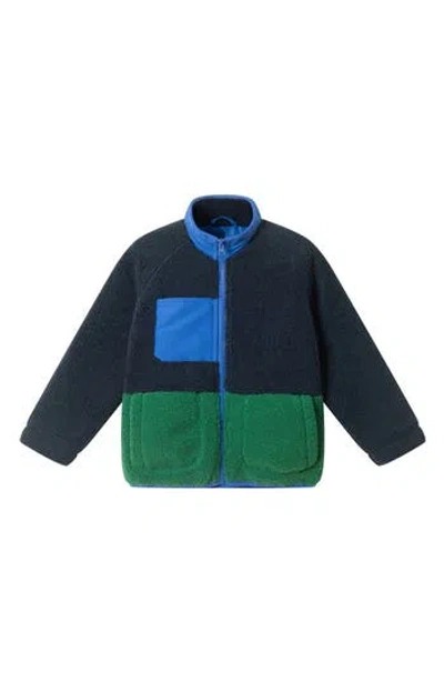 Andy & Evan Kids' Colorblock Faux Shearling Jacket In Navy
