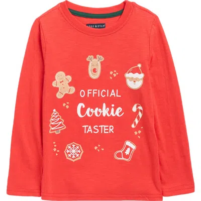 Andy & Evan Kids' Cookie Taster Long Sleeve Cotton Graphic T-shirt In Red