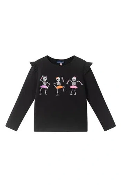 Andy & Evan Kids' Dancing Skeletons Ruffled Top In Black I