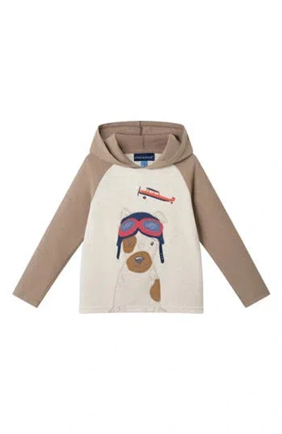 Andy & Evan Kids' Dog Appliqué Graphic Hooded T-shirt In Brown