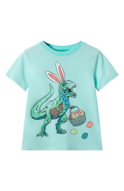 Andy & Evan Kids' Easter Dinosaur Cotton Graphic T-shirt In Blue