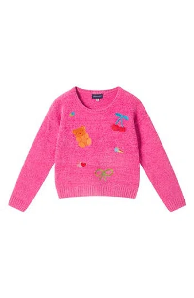 Andy & Evan Kids' Embroidered Chenille Sweater In Pink