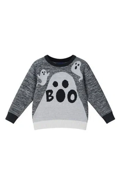 Andy & Evan Kids' Festive Intarsia Cotton Sweater In Gray