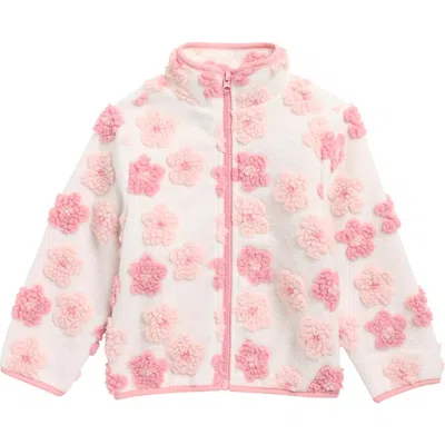 Andy & Evan Kids' Floral Faux Shearling Appliqué Jacket In Pink