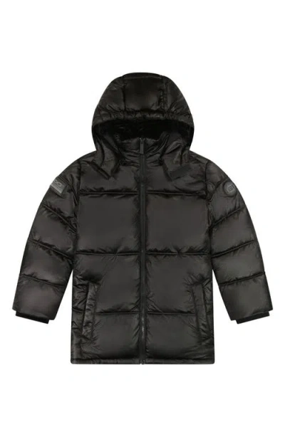 Andy & Evan Kids' Galactic Reversible Hooded Puffer Jacket In Black