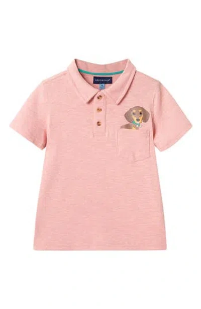 Andy & Evan Kids' Graphic Pocket Polo In Pink