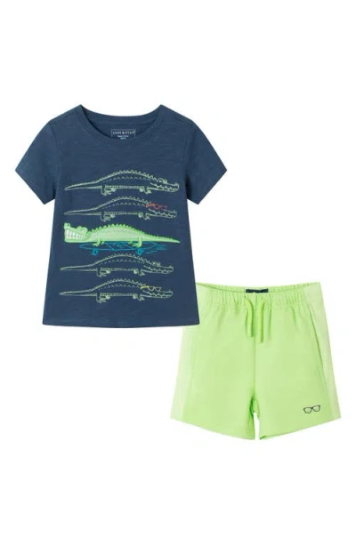 Andy & Evan Kids' Graphic Print Cotton T-shirt & Shorts Set In Navy