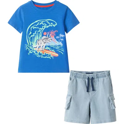 Andy & Evan Kids' Graphic T-shirt & Shorts Set In Blue