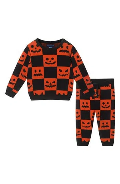 Andy & Evan Babies'  Kids' Halloween Checkered Sweater And Pants Set In Brown