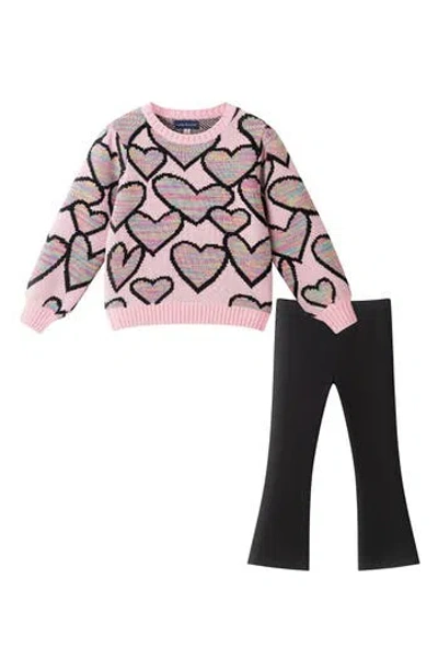 Andy & Evan Kids' Heart Sweater & Leggings Set In Pink