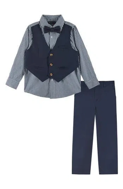 Andy & Evan Kids' Heather Poplin Button-up Shirt, Vest, Bow Tie & Pants Set In Multi