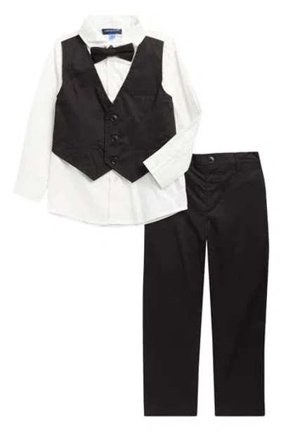 Andy & Evan Kids' Heather Poplin Button-up Shirt, Vest, Bow Tie & Pants Set In Multi