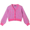 Andy & Evan Kids' Houndstooth Stripe Cotton Cardigan In Multi