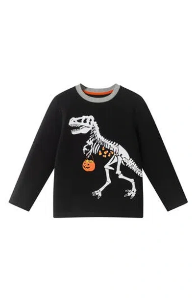 Andy & Evan Kids' Layered Halloween Dinosaur Graphic T-shirt In Black