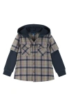 Andy & Evan Kids' Layered Look Plaid Hoodie In Black