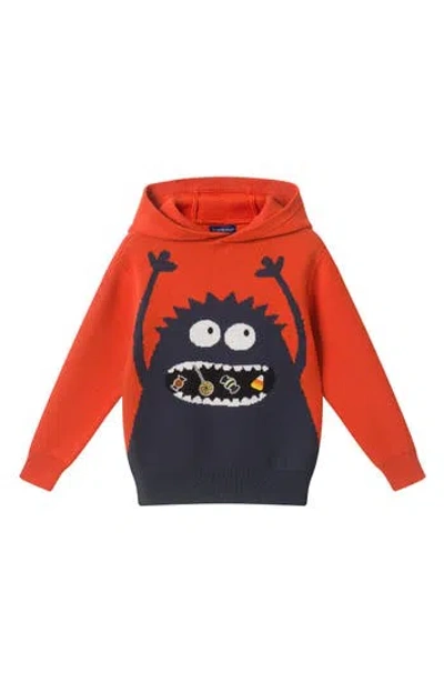 Andy & Evan Kids' Monster Halloween Hooded Sweater In Orange