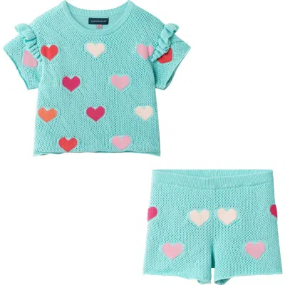 Andy & Evan Kids' Open Knit Top & Shorts Set In Blue