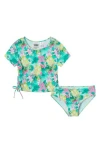 Andy & Evan Kids' Pineapple Palm Rib Two-piece Rashguard Swimsuit In Green