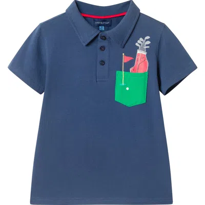 Andy & Evan Kids' Pocket Polo In Blue