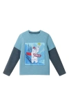 Andy & Evan Kids' Polar Bear Long Sleeve Layered Graphic T-shirt In Blue