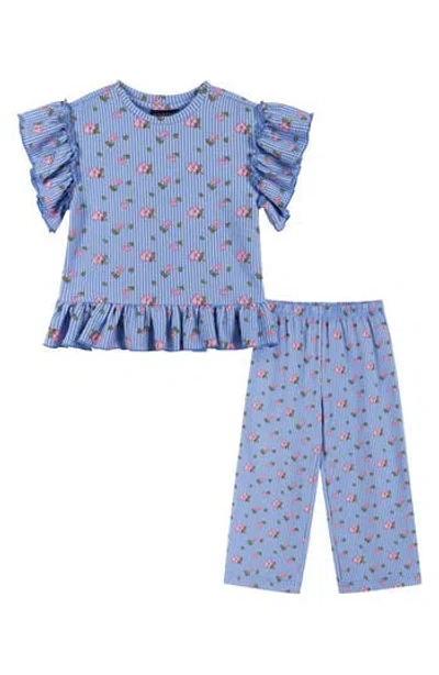 Andy & Evan Kids' Ruffle Top & Pants Set In Blue