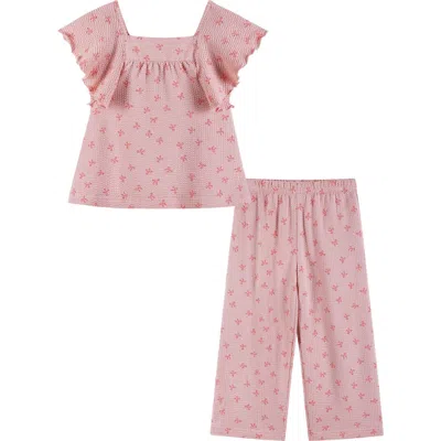 Andy & Evan Kids' Ruffle Top & Pants Set In Pink