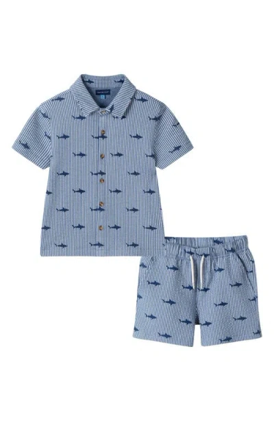 Andy & Evan Kids' Seersucker Button-up Shirt & Shorts In Blue
