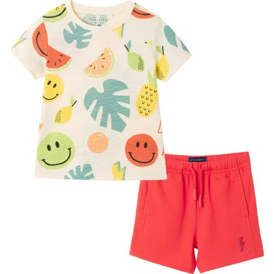 Andy & Evan Kids' Shark Graphic T-shirt & Shorts Set In White
