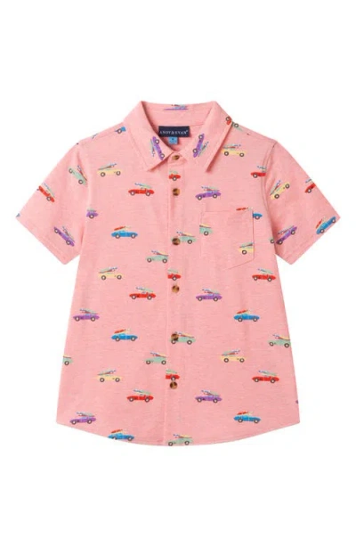 Andy & Evan Kids' Short Sleeve Button-up Shirt In Pink