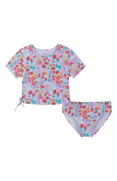 Andy & Evan Kids' Short Sleeve Two-piece Rashguard Swimsuit In Multi