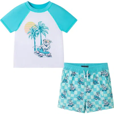 Andy & Evan Kids' Skater Dog T-shirt & Swim Shorts Set In Blue