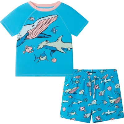 Andy & Evan Kids' Skater Dog T-shirt & Swim Shorts Set In Blue