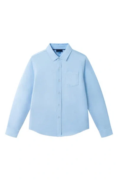 Andy & Evan Kids' Stretch Cotton Blend Button-up Shirt In Blue