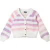 Andy & Evan Kids' Stripe Button Front Cardigan In Purple