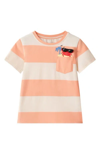 Andy & Evan Kids' Stripe Graphic Pocket T-shirt In Pink