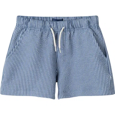 Andy & Evan Kids' Stripe Seersucker Drawstring Shorts In Blue