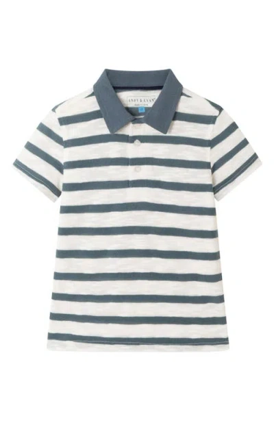 Andy & Evan Kids' Stripe Textured Polo In Blue