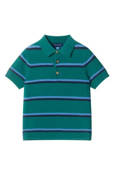 Andy & Evan Kids' Striped Knit Polo In Green